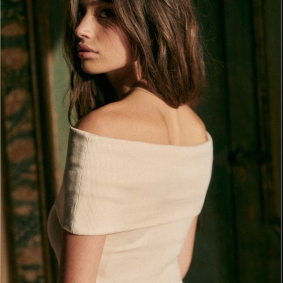 Sezane Cream Off-Shoulder Knit Top - Picture 2 of 9